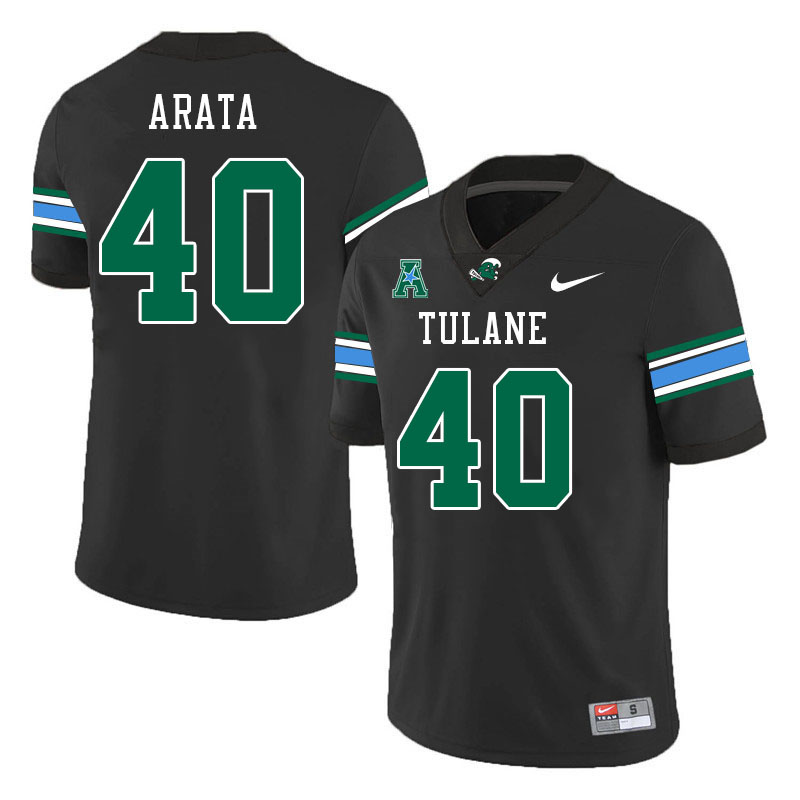 Tulane Green Wave #40 George Arata College Football Jerseys Stitched Sale-Black
